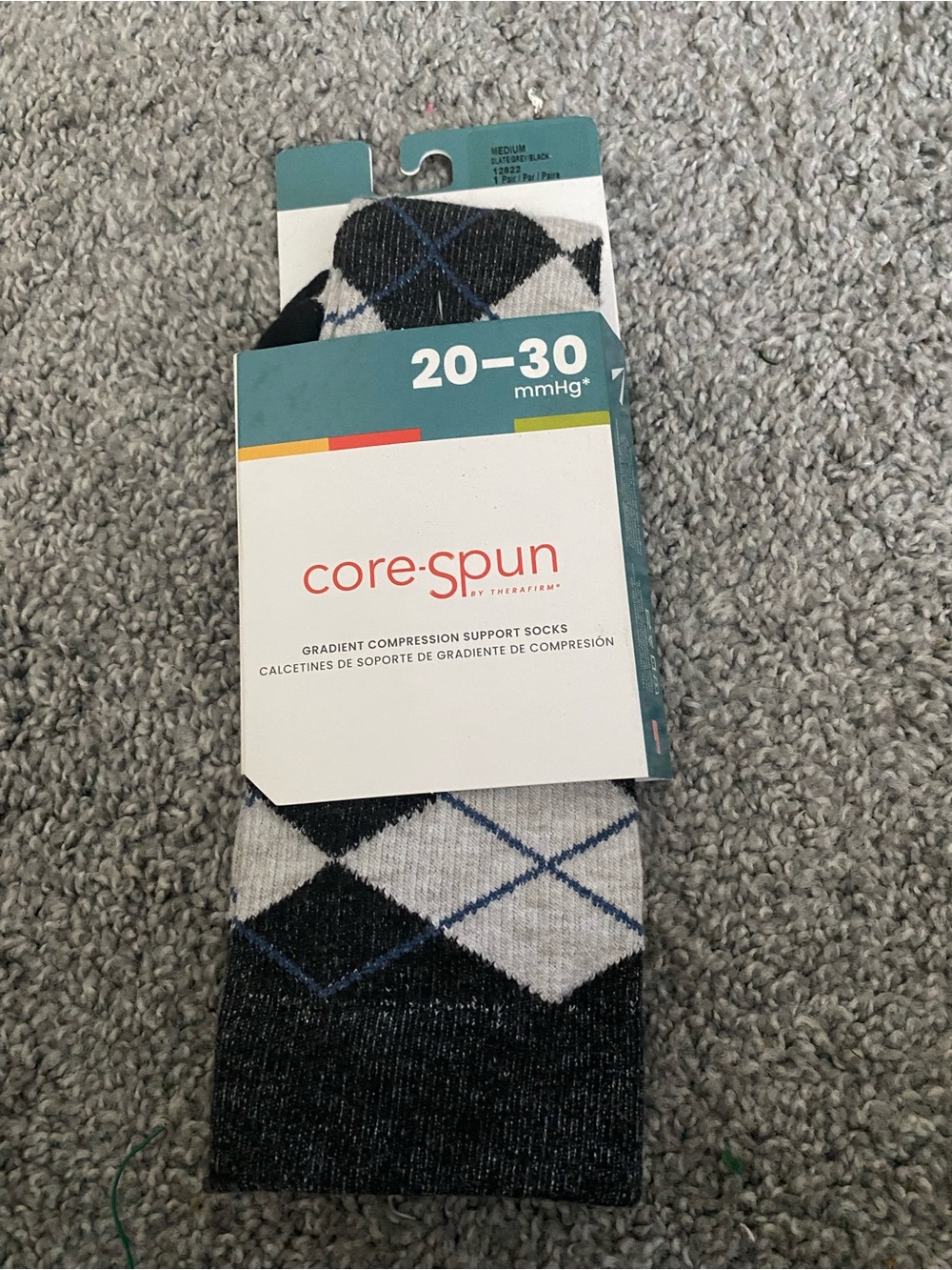 Men’s Argyle Compression Socks – Black & Gray